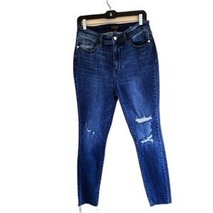 Judy Blue High Rise Distressed Skinny Jeans Raw Hem Size‎ 11/30